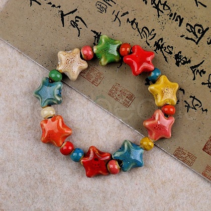 Handmade Porcelain Beaded Stretch Bracelets for Women FS-WG726AB-17-1