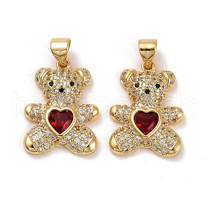 Brass Micro Pave Cubic Zirconia Pendants KK-K258-24H-G-RS-1