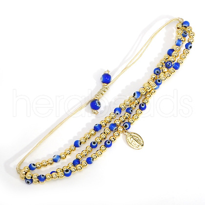 18K Gold Plated Brass Beaded Braided Bead Bracelets VH4974-5-1