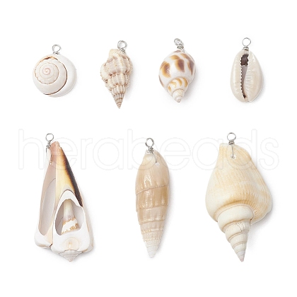 Natural Mixed Shell Pendants PALLOY-JF03799-1