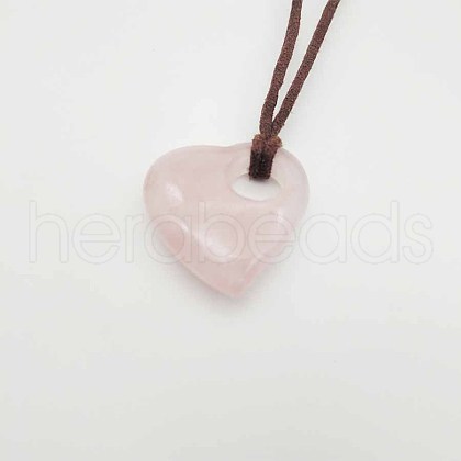 Heart Natural Rose Quartz Pendant Necklaces for Women ZL1297-4-1
