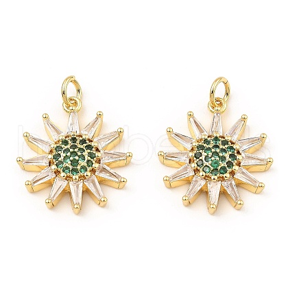 Rack Plating Brass Micro Pave Clear Cubic Zirconia Pendants KK-M253-10G-05-1
