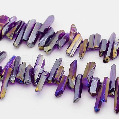 Natural Electroplated Quartz Crystal Beads Strands G-F206-03-1