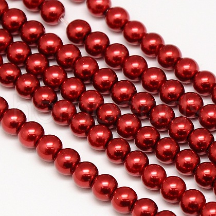 Eco-Friendly Dyed  Glass Pearl Round Bead Strands X-HY-A002-8mm-RB038-1