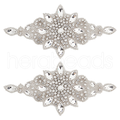 Flower Hotfix Rhinestone Appliques PATC-WH0008-83A-1