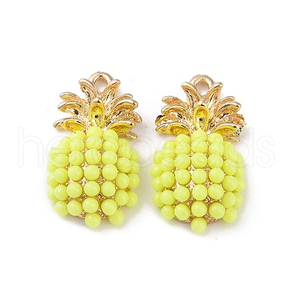 Golden Plated Alloy Resin Fruit Pendants ENAM-R149-10B-G-1