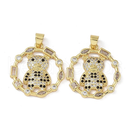 Rack Plating Brass Micro Pave Cubic Zirconia Pendants KK-K341-54G-03-1