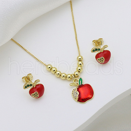 Alloy Enamel Pendant Necklaces & Stud Earrings Sets FS-WGCD19A-03-1