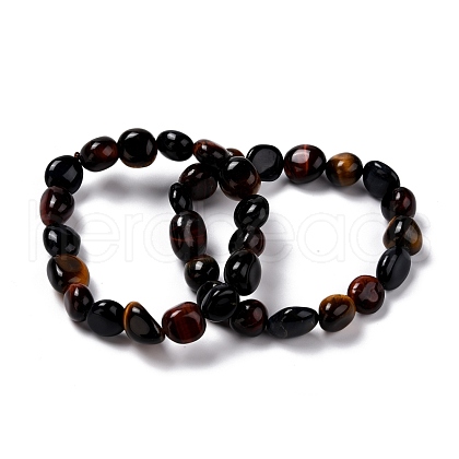 Natural Tiger Eye Beaded Stretch Bracelets BJEW-F414-02C-04-1