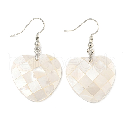 Rack Plating Brass Natural White Shell Dangle Earrings EJEW-N055-52E-1