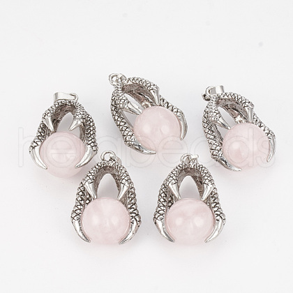 Natural Rose Quartz Pendants G-S292-01D-1