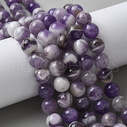 Round Natural Chevron Amethyst Bead Strands G-S380-01A-1