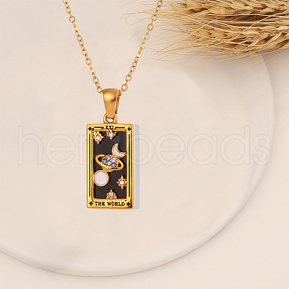Stainless Steel Enamel Tarot Pendant Necklaces FS-WG91854-04-1