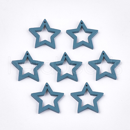 Painted Poplar Wood Pendants WOOD-T021-10J-1