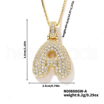 Elegant Brass Micro Pave Clear Cubic Zirconia 3D Initial Necklaces DV4415-1-1