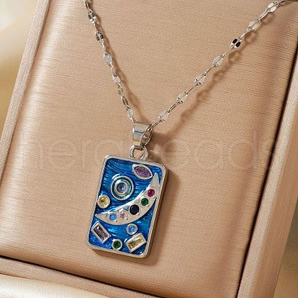 Minimalist Hip-hop Style Starry Sky Brass Cubic Zirconia Pendant Necklaces for Women SX7407-2-1