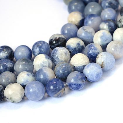 Natural Sodalite Round Bead Strands G-E334-8mm-08-1