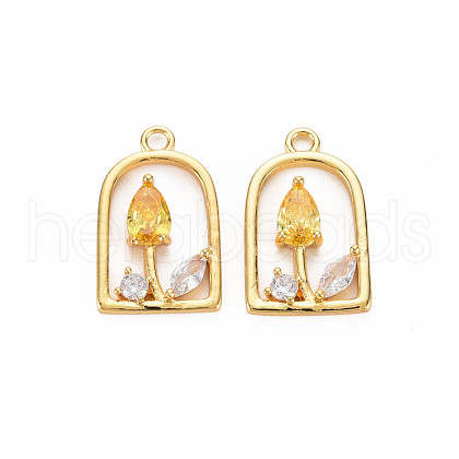 Rack Plating Brass Micro Pave Clear Cubic Zirconia Pendants KK-S360-153A-1