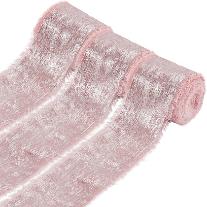 4.5M Single Face Hot Stamping Polyester Frayed Ribbon OCOR-WH20003-08D-1