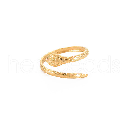 Ion Plating(IP) 304 Stainless Steel Snake Open Cuff Ring for Women RJEW-S405-179G-1