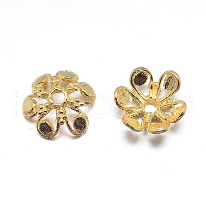 Real 18K Gold Plated 6-Petal 925 Sterling Silver Bead Caps STER-M100-24-1