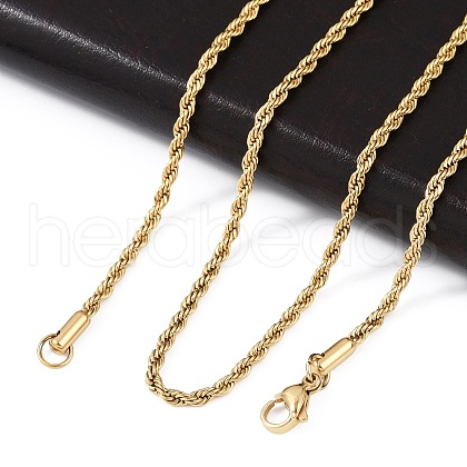 Unisex 304 Stainless Steel Rope Chain Necklaces X-STAS-D0002-33G-1