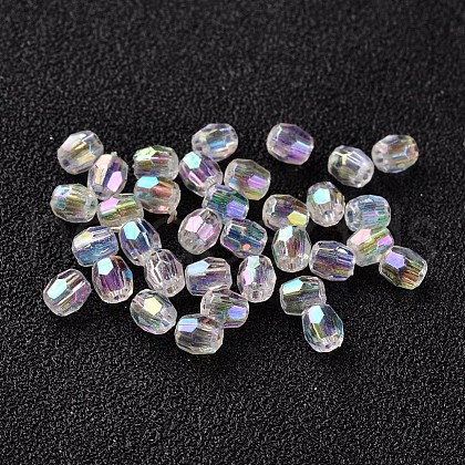 AB Color Plated Eco-Friendly Transparent Acrylic Barrel Beads TACR-L002-3mm-22-1