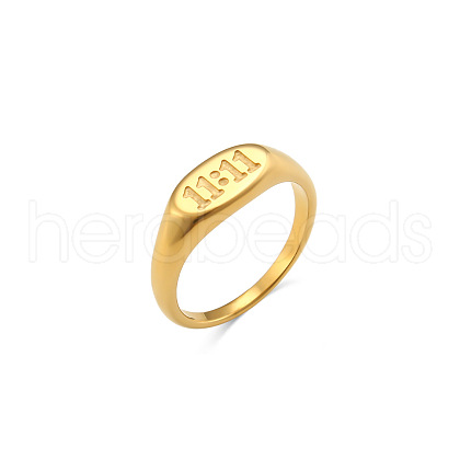 Lucky Number 11:11 Stainless Steel Elliptical Ring for Women ST0385745-1