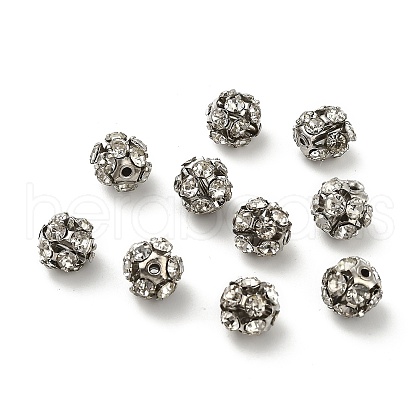 7mm Brass Crystal Rhinestone Beads KK-S519-01B-P-1