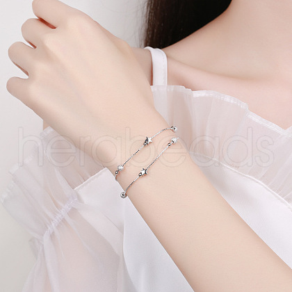 S925 Sterling Silver Box Chain Multi-strand Bracelets FS-WGFF458-01-1