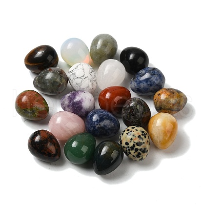 Natural & Synthetic Mixed Gemstone Egg Pocket Palm Stone G-C095-04-1