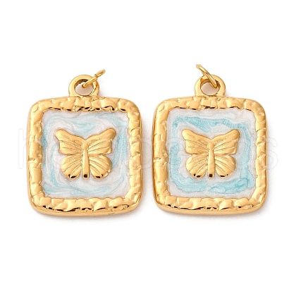304 Stainless Steel Enamel Pendants STAS-U061-37G-A05-1