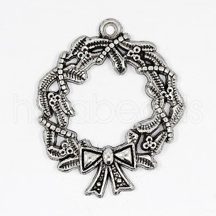 Christmas Wreath Alloy Pendants TIBEP-GC130-AS-RS-1