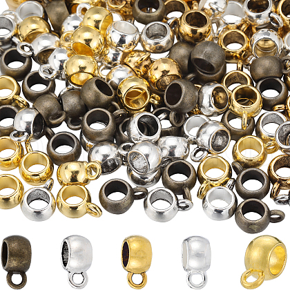 SUNNYCLUE 150Pcs 5 Colors Tibetan Style Alloy Rondelle Tube Bails FIND-SC0008-23-1