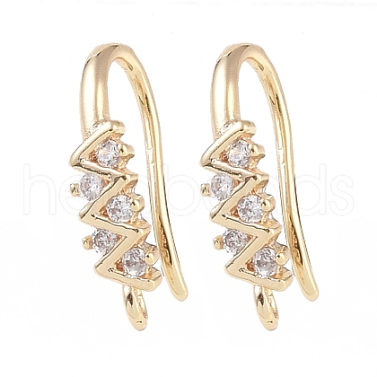 Brass Micro Pave Cubic Zirconia Earring Hooks KK-U008-11G-1