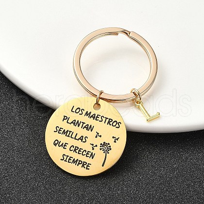 201 Stainless Steel & Brass Letter Keychain KEYC-YW00095-12-1