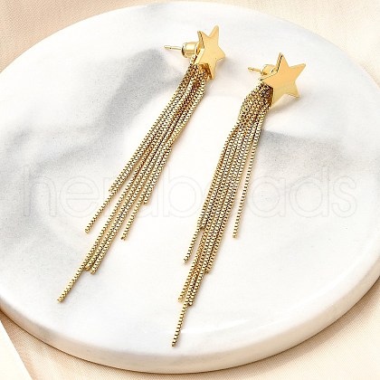 Rack Plating Brass Star Ear Studs EJEW-P226-15G-1