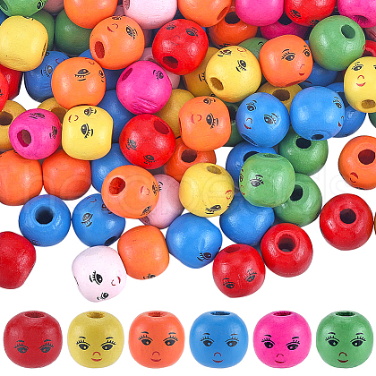 Gorgecraft 200Pcs Spray Painted Natural Wood Beads WOOD-GF0002-20-1
