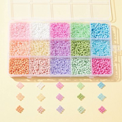 180G 15 Style 8/0 Baking Paint & Ceylon Round Glass Seed Beads SEED-FS0001-04-1