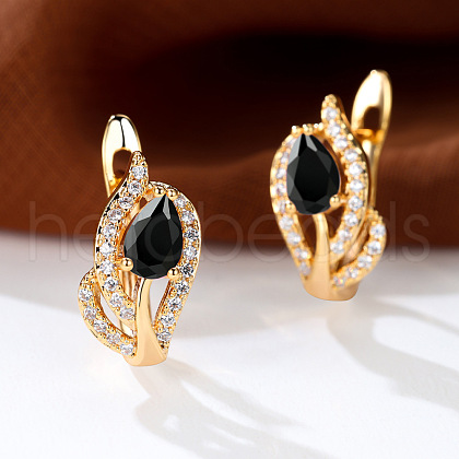 Brass Micro Pave Cubic Zirconia Hoop Earrings WG4C638-05-1