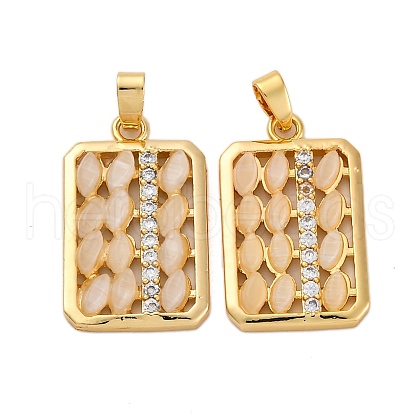 Brass Resin Imitation Cat Eye Pendants KK-V009-05G-1