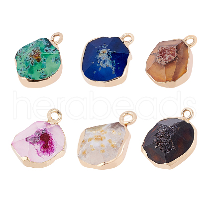 CHGCRAFT 6Pcs 6 Colors Electroplate Natural Agate Pendants G-CA0001-40-1