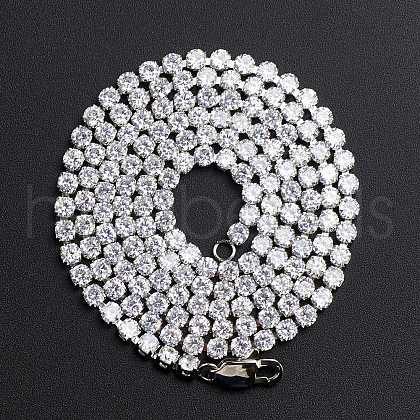 Hip-hop Street Style Stainless Steel Rhinestone Cup Chains Necklace for Men and Women FN4235-2-1