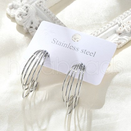 Multilayer C-Shaped 304 Stainless Steel Stud Earrings EJEW-Z098-28P-1
