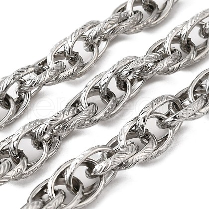 304 Stainless Steel Textured Oval Link Chains CHS-V001-01P-1