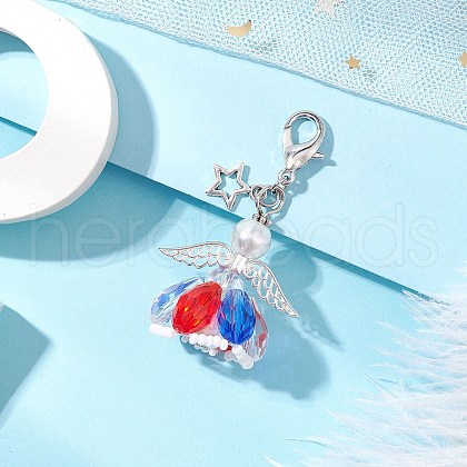 Angel Glass Beaded Pendant Decorations HJEW-MZ00201-02-1