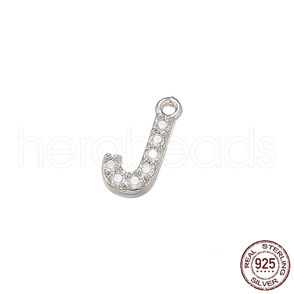 Real Platinum Plated Rhodium Plated 925 Sterling Silver Micro Pave Clear Cubic Zirconia Charms STER-P054-10P-J-1