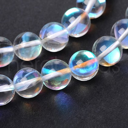 Synthetical Moonstone Round Beads Strands X-G-M049-8mm-02J-1