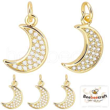 Beebeecraft 10Pcs Brass Micro Pave Cubic Zirconia Charms KK-BBC0015-97-1