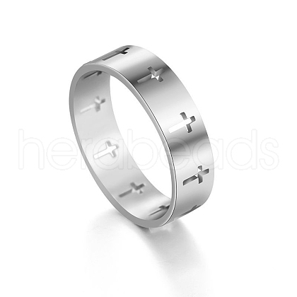 Stainless Steel Cross Finger Ring RELI-PW0001-003A-P-1